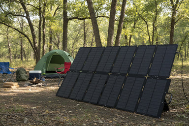 BLUETTI Sora 500 Solar Panel in a camping site.