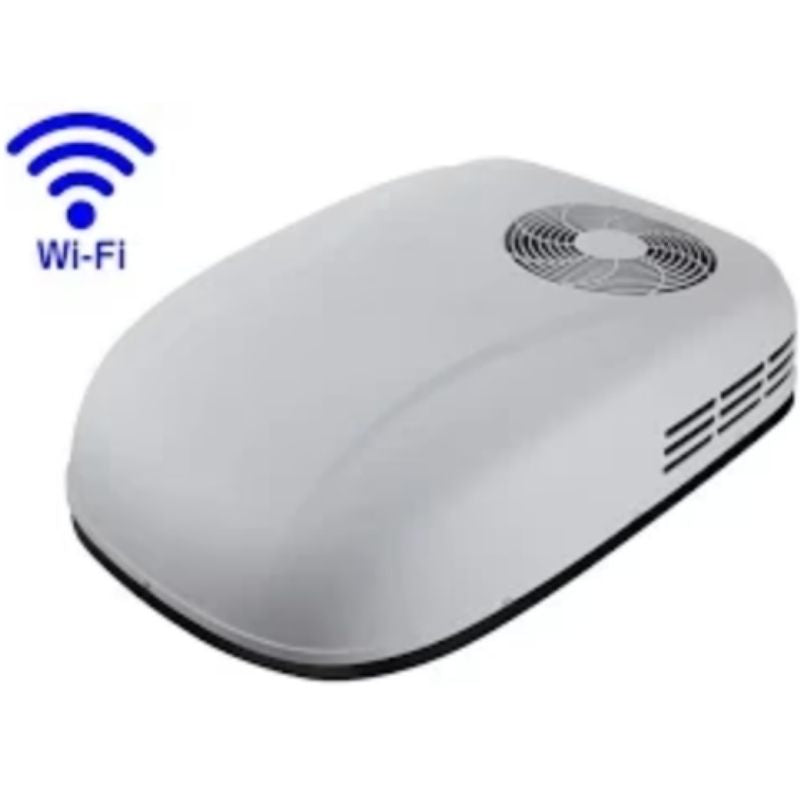 Cool-J Super Quiet Inverter 12500 Rooftop Air Conditioner with a wifi sign.