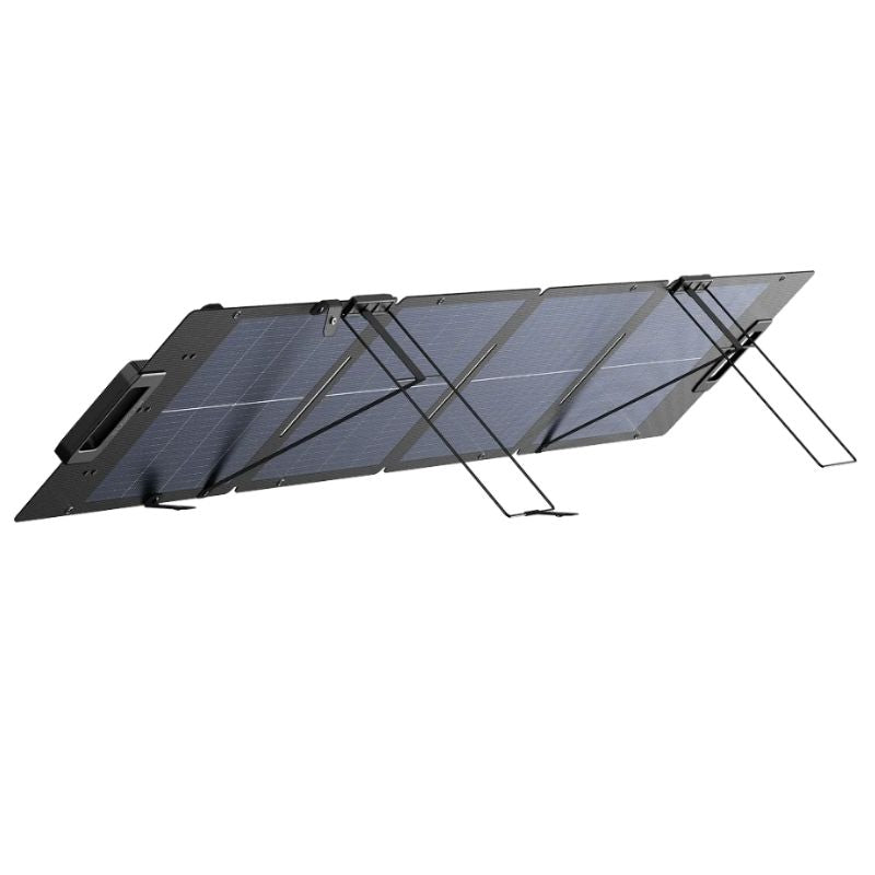 EcoFlow 110W Solar Panel Portable standing on its stand.