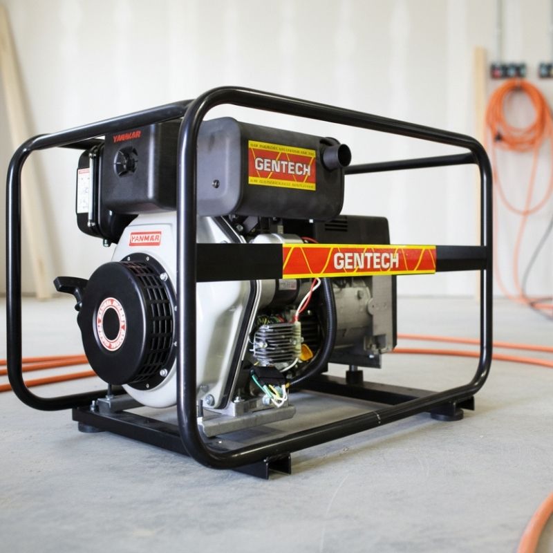 6.8 kVA Yanmar Powered Diesel Generator with Recoil & E-Start at a light power site.