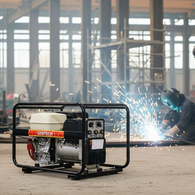 Gentech 7 kVA Honda Powered Welder Generator EP200WELDHSR at a welding site.