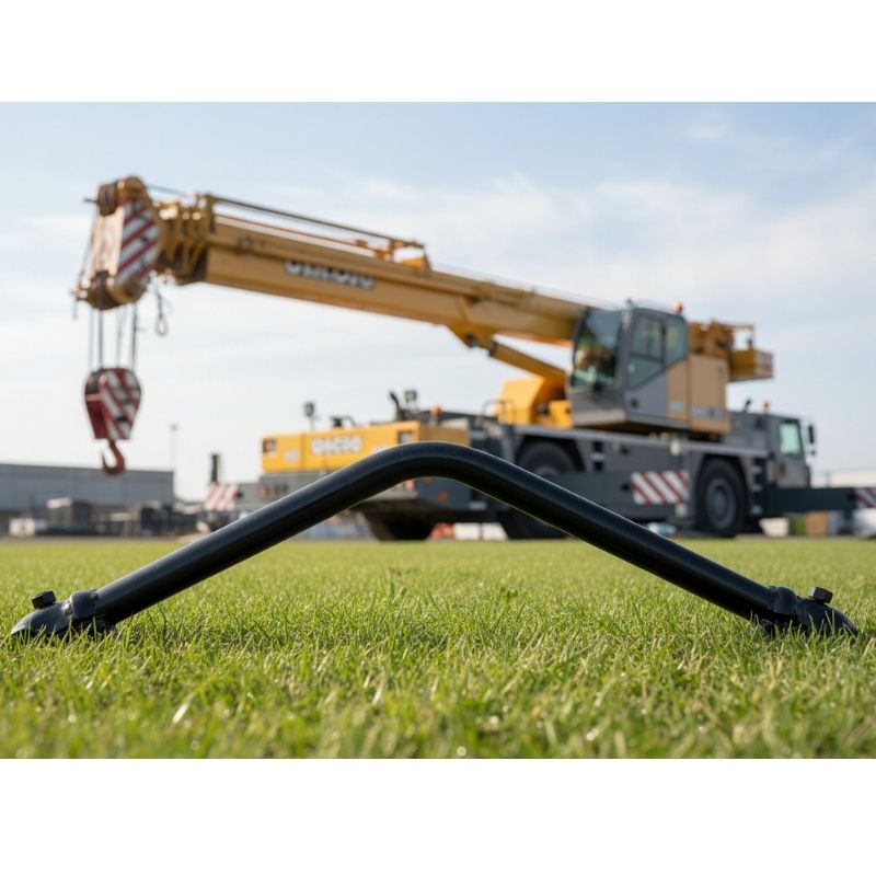 Gentech Lifting Bar Kits lying on the ground in front and a crane-life in the background.