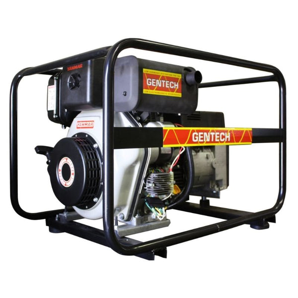 Gentech 6.8 kVA Yanmar Powered Diesel Generator in a white background.