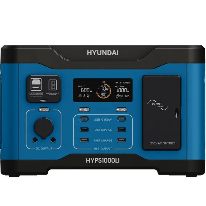 Front view of the Hyundai HYPS1000 Portable Power Station.