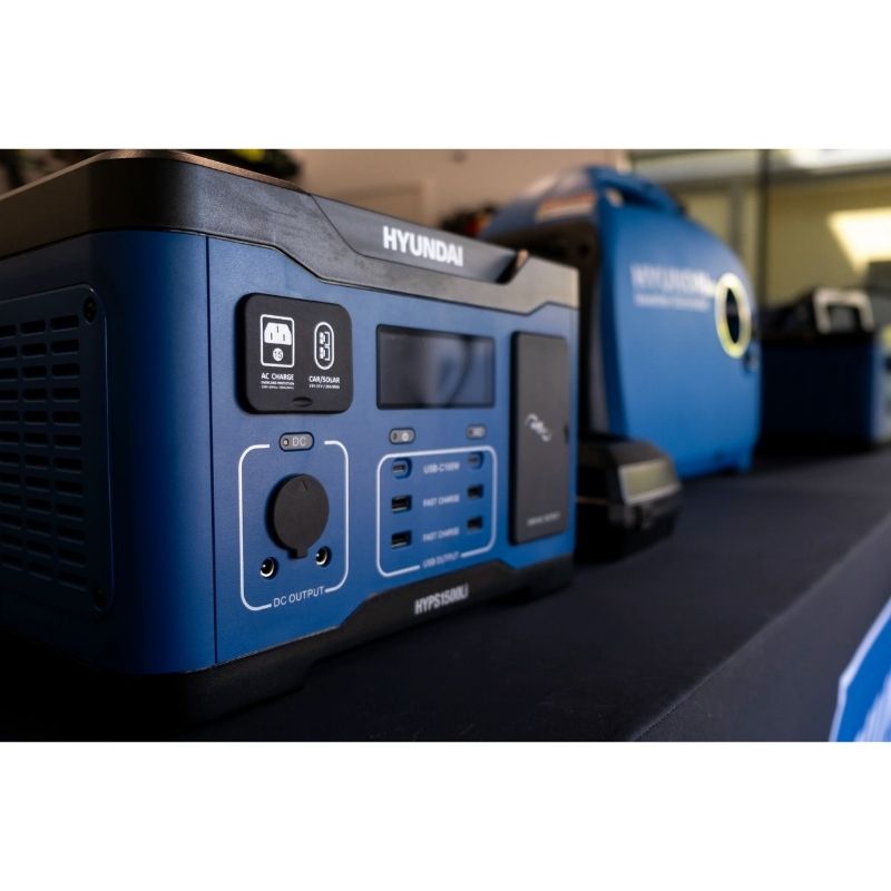 Closeup view of the Hyundai HYPS1500 Portable Power Station