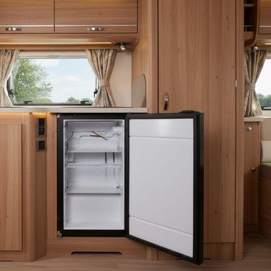 Nova Kool F2300 Fridge inside a lavish caravan.
