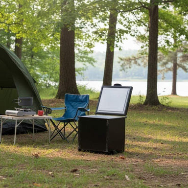 Nova Kool TL2500 Fridge at a campsite.
