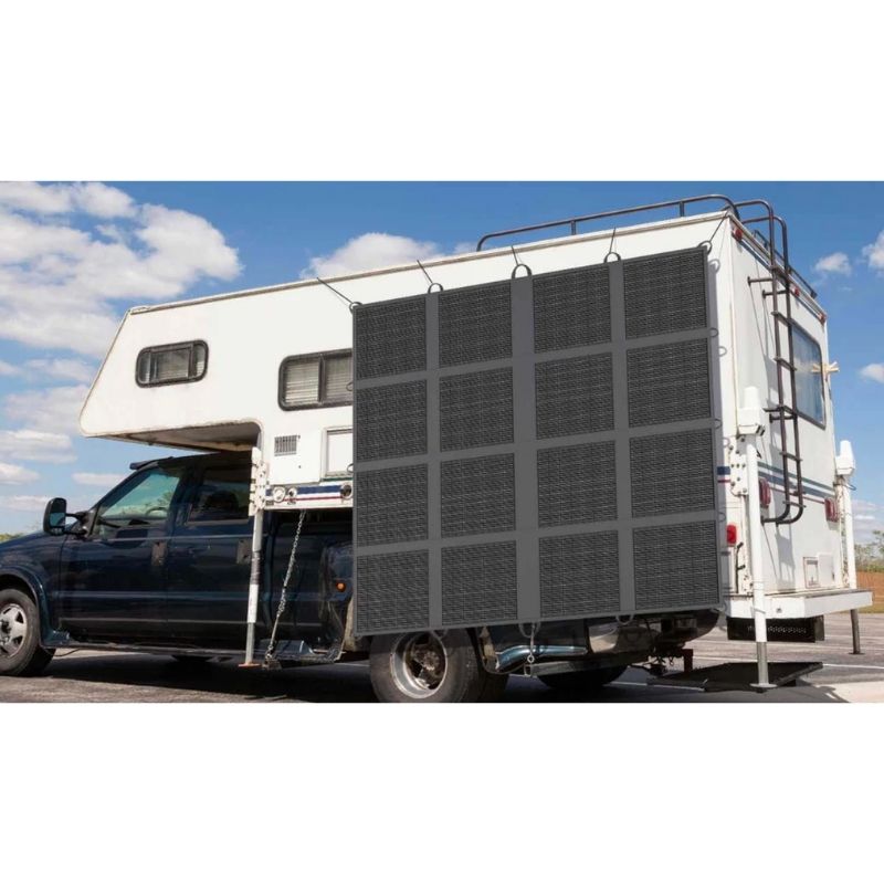 Renogy 400W Solar Panel Blanket at the side of a truck.