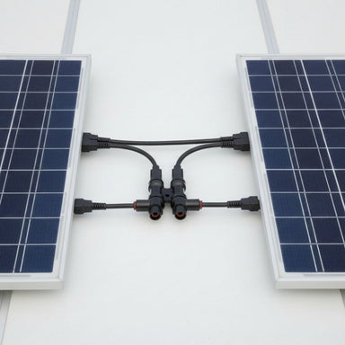 2 solar panels connected with the Renogy MC4 Splitters.