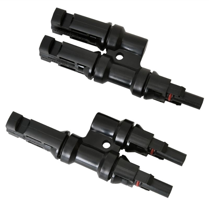 Oppositely placed Renogy MC4 Splitters.