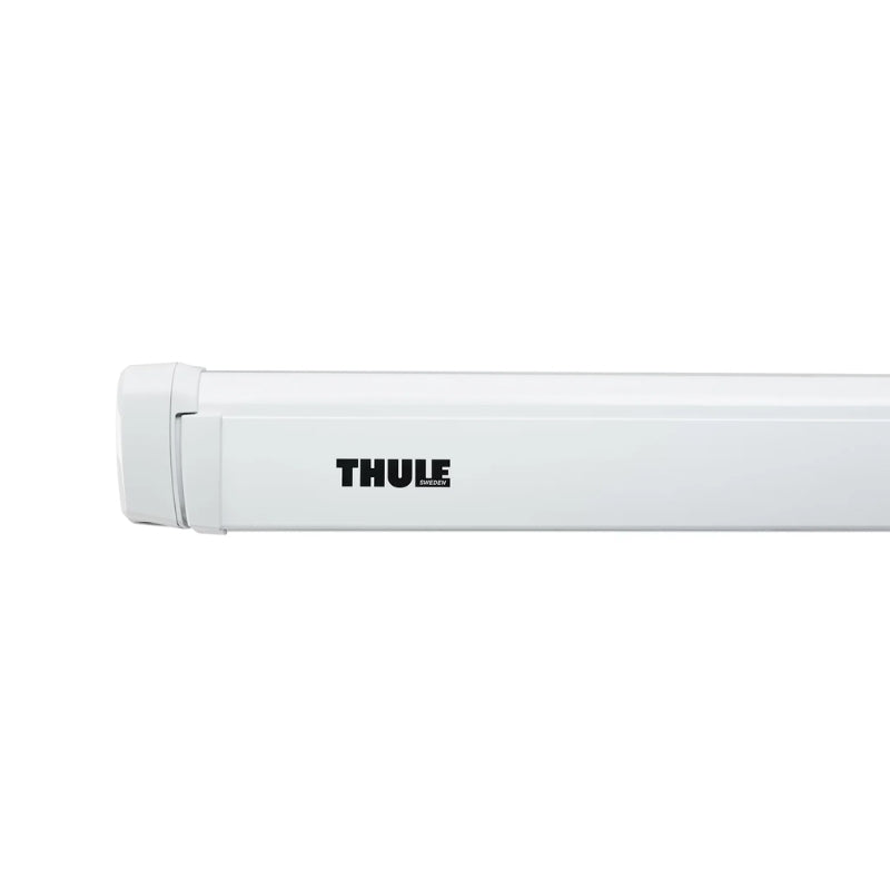 Thule 4200 Awning Manual Cassette in white mounted on van with clean, minimal design.