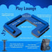 AquaDeck Inflatable Play Lounge with pump and carry bag, durable and spacious