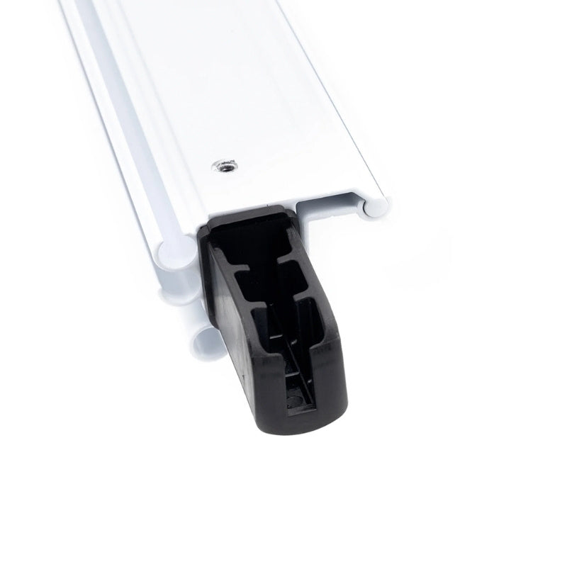 Close-up of white end attachment for Aussie Traveller Anti-Flap Kit PRO+ caravan awning system
