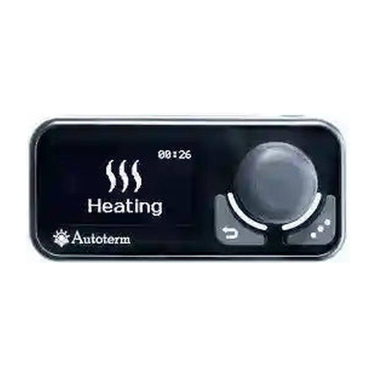 Close-up of the Autoterm Comfort Controller display showing the heating mode
