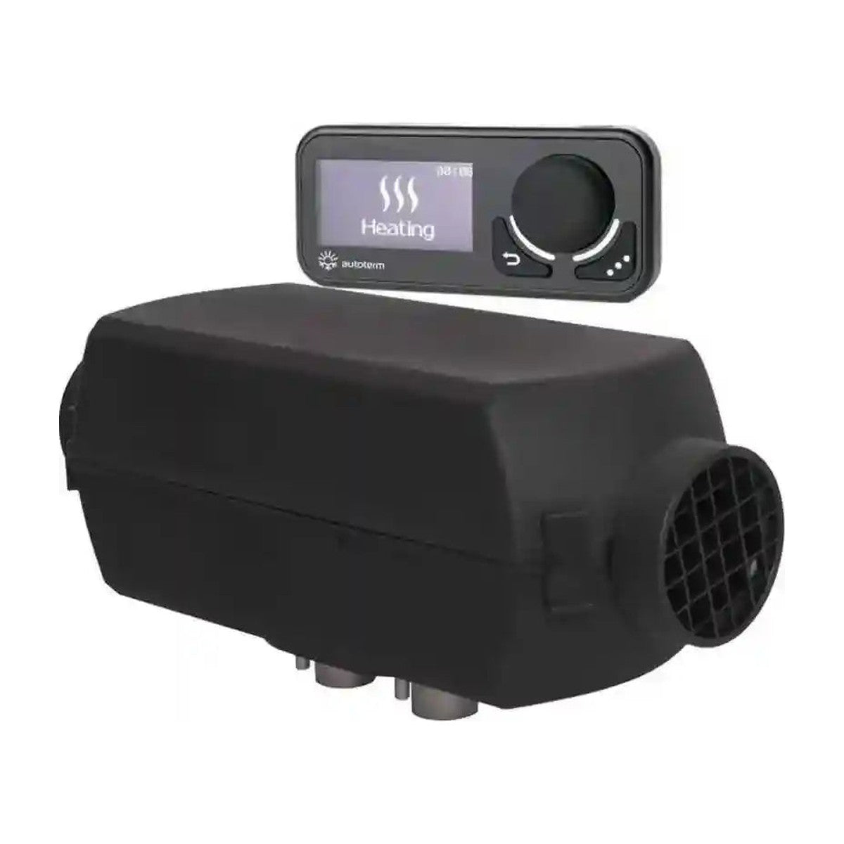 Autoterm 2D diesel air heater unit with the Comfort Controller displaying the heating mode