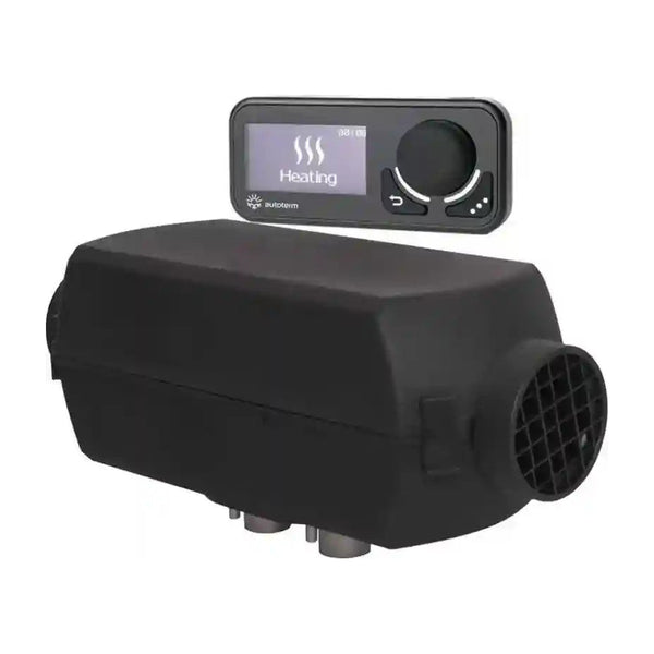 Autoterm 2D diesel air heater unit with the Comfort Controller displaying the heating mode