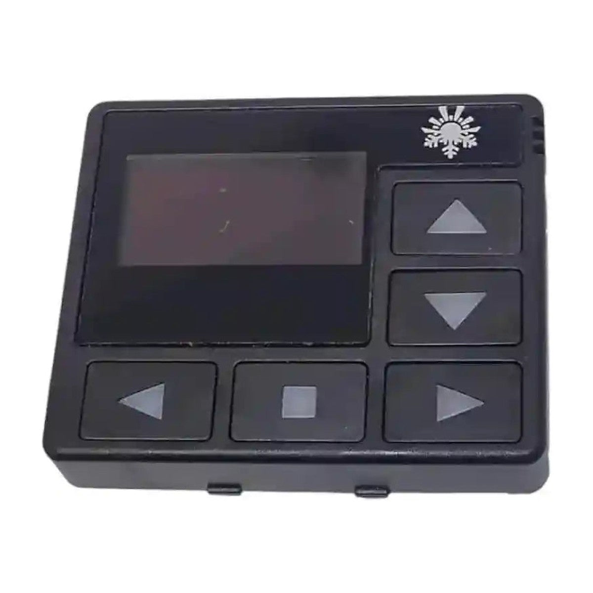 Close-up of the Autoterm digital controller with display screen and arrow buttons