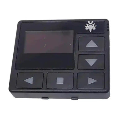Close-up of the Autoterm digital controller with display screen and arrow buttons
