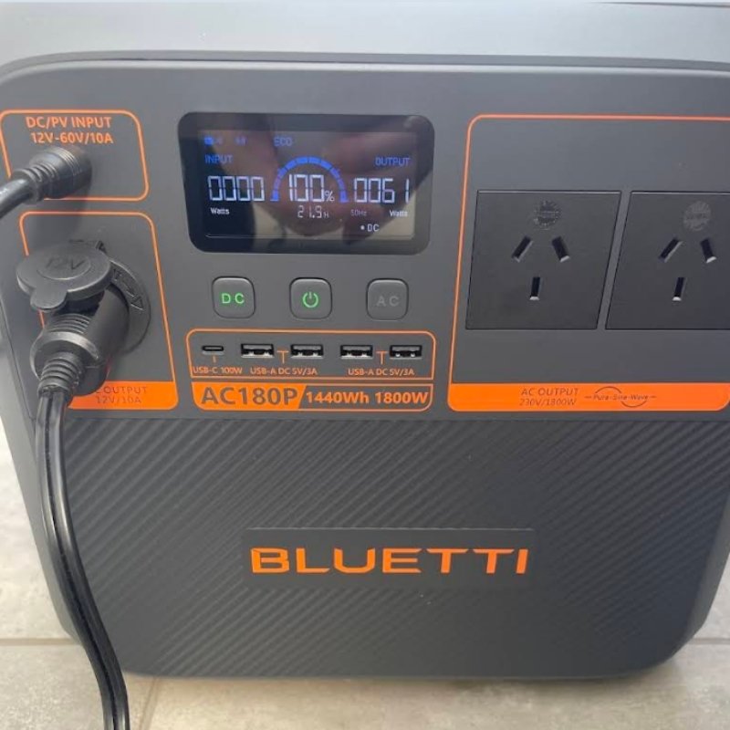 Bluetti AC180P portable power station display screen on