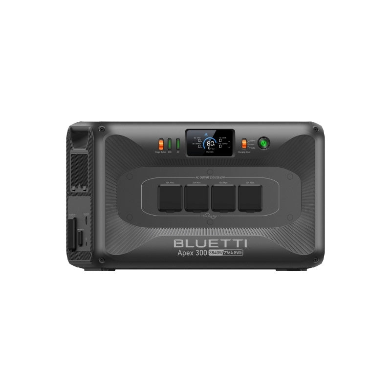 Bluetti Apex 300 portable power station shown from an angled front view