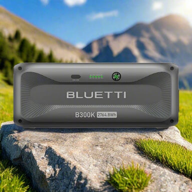Bluetti B300K expansion battery front view outdoors.