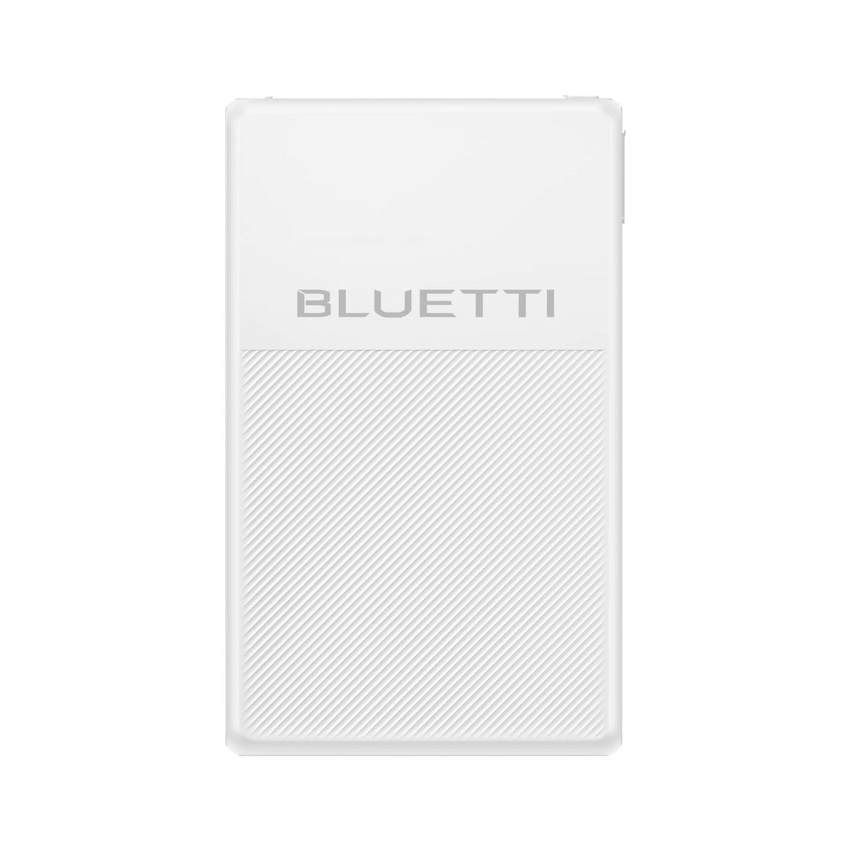 Front of the Bluetti FridgePower, plain white upper panel and diagonal ribbed lower section
