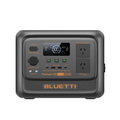 Bluetti Premium 100 V2 front-facing image highlighting 2000W output and 1024Wh capacity.