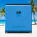 Bluetti RV5 power hub on white sand with turquoise water and palm trees behind it on a tropical Queensland beach