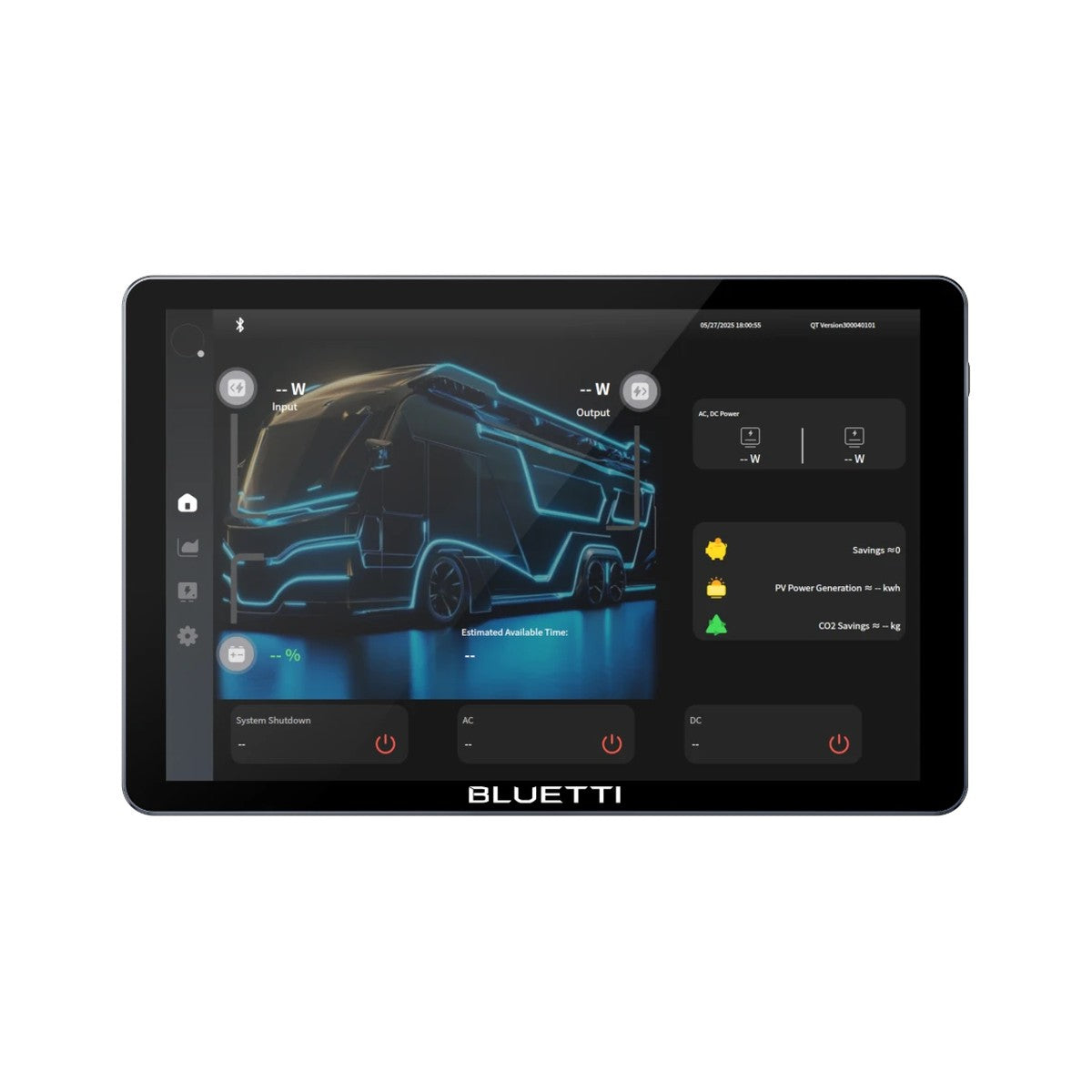 The Bluetti Epad touchscreen displaying the live power monitoring dashboard