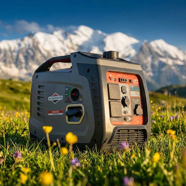 Briggs & Stratton P2500 PowerSmart Series 2.5kVA inverter generator in alpine meadow setting