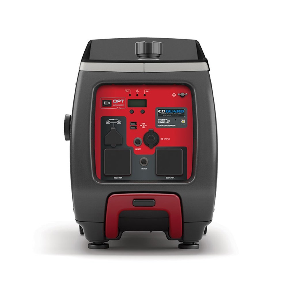 Briggs & Stratton P3500 inverter generator rear view outlets and wheels