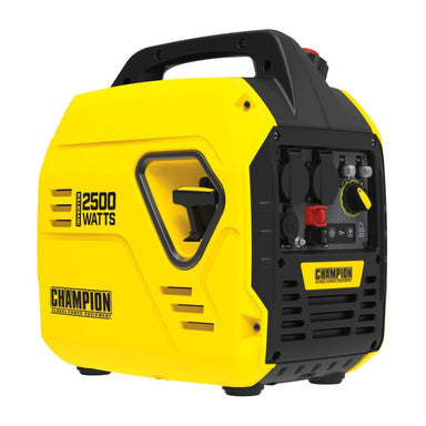 Champion 2500W inverter generator front view lightweight power clean energy yellow