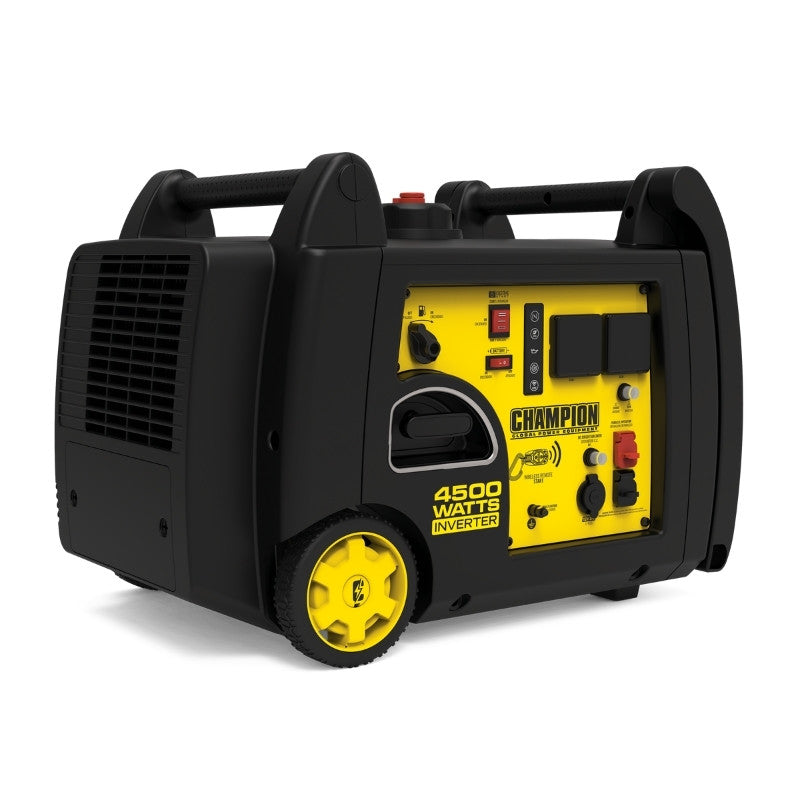 Champion 4500W enclosed inverter generator portable RV ready control panel view