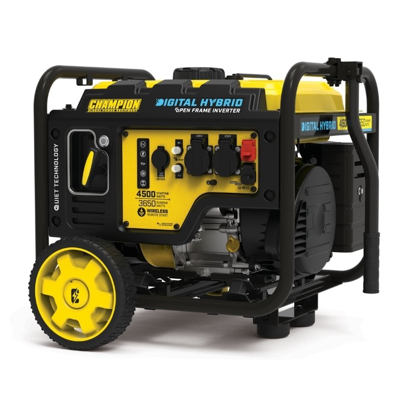 Champion 4500W inverter generator digital hybrid open frame quiet technology front view