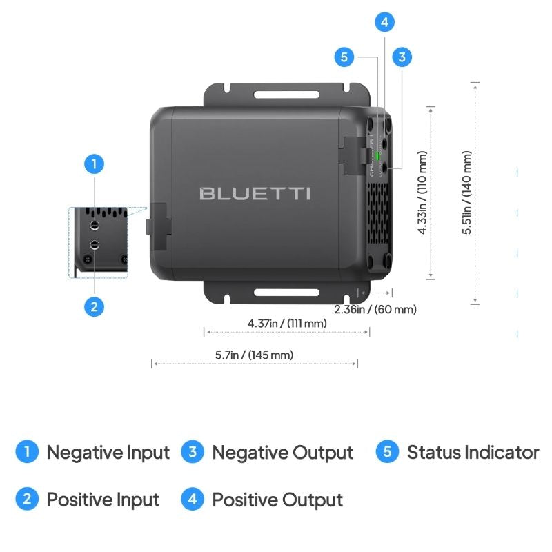 Bluetti Charger 1 Dimensions and Diagram