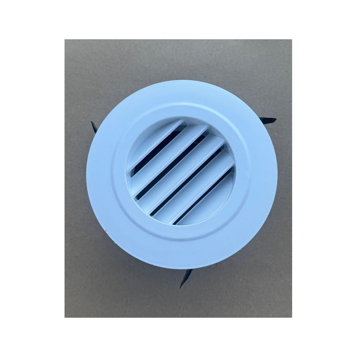 White round air outlet vent from the Cool-J ducting kit, front view