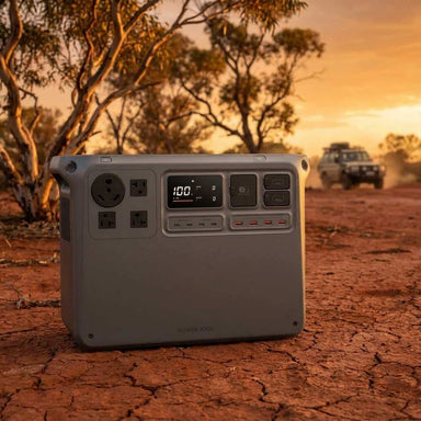 DJI Power 2000 portable power station - Australian outback golden hour hero shot