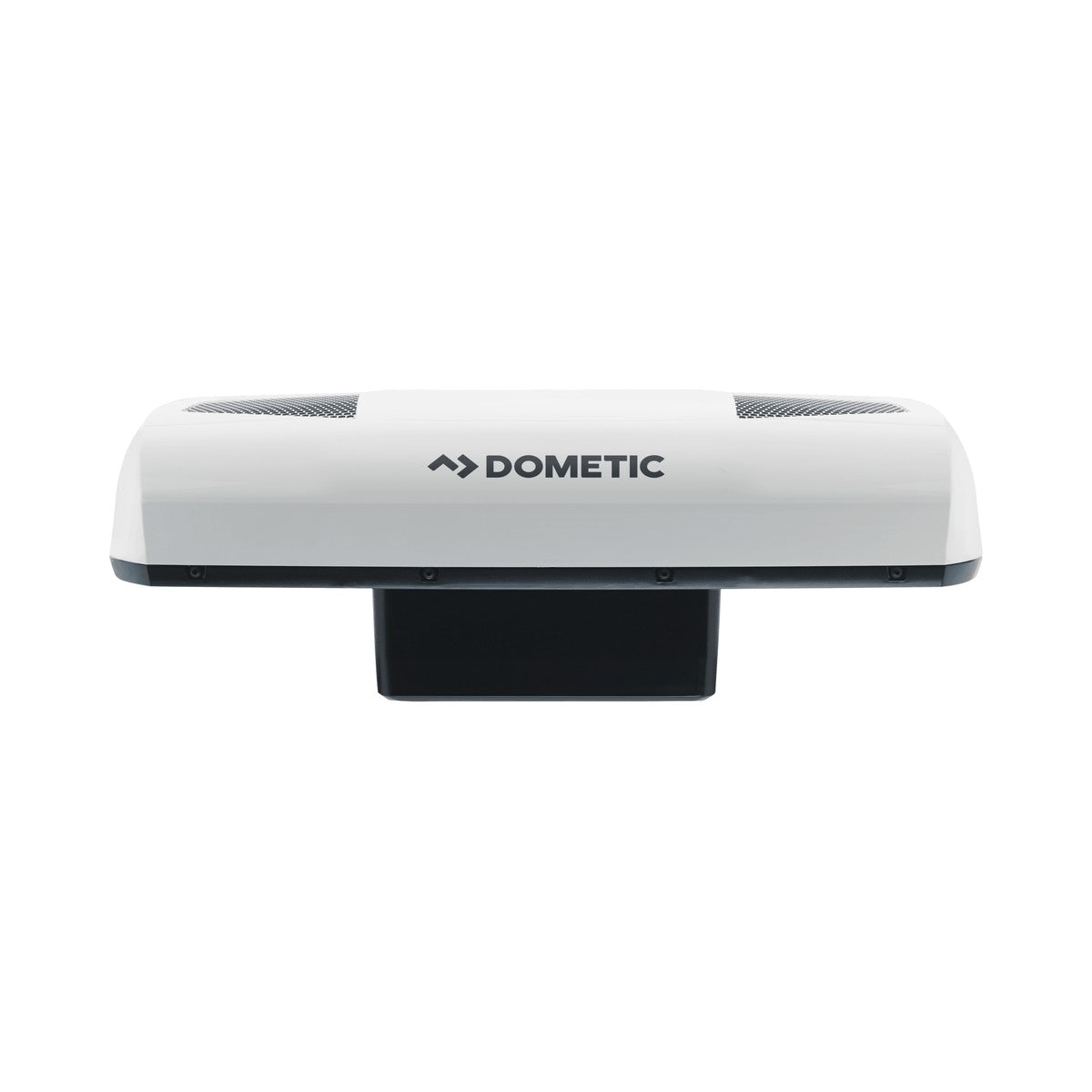 Front elevation of the Dometic CoolAir RTX 2000 showing its 308mm height and the roof hatch spigot underneath
