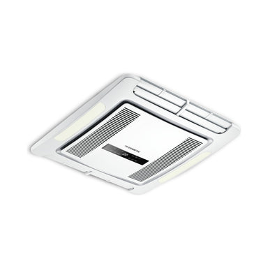 Dometic FreshJet FJZ Electronic ADB air distribution box showing the white ceiling panel, touch display and adjustable outlet vents