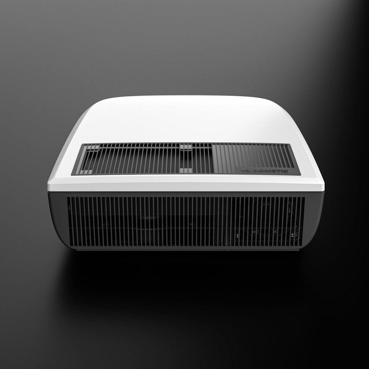 Front view of the Dometic FreshJet FJZ7 Plus showing the full-width intake grille and low 283mm profile