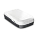 Dometic FreshJet FJZ7 Plus rooftop caravan air conditioner at a three-quarter angle showing the white aerodynamic shroud and dark base