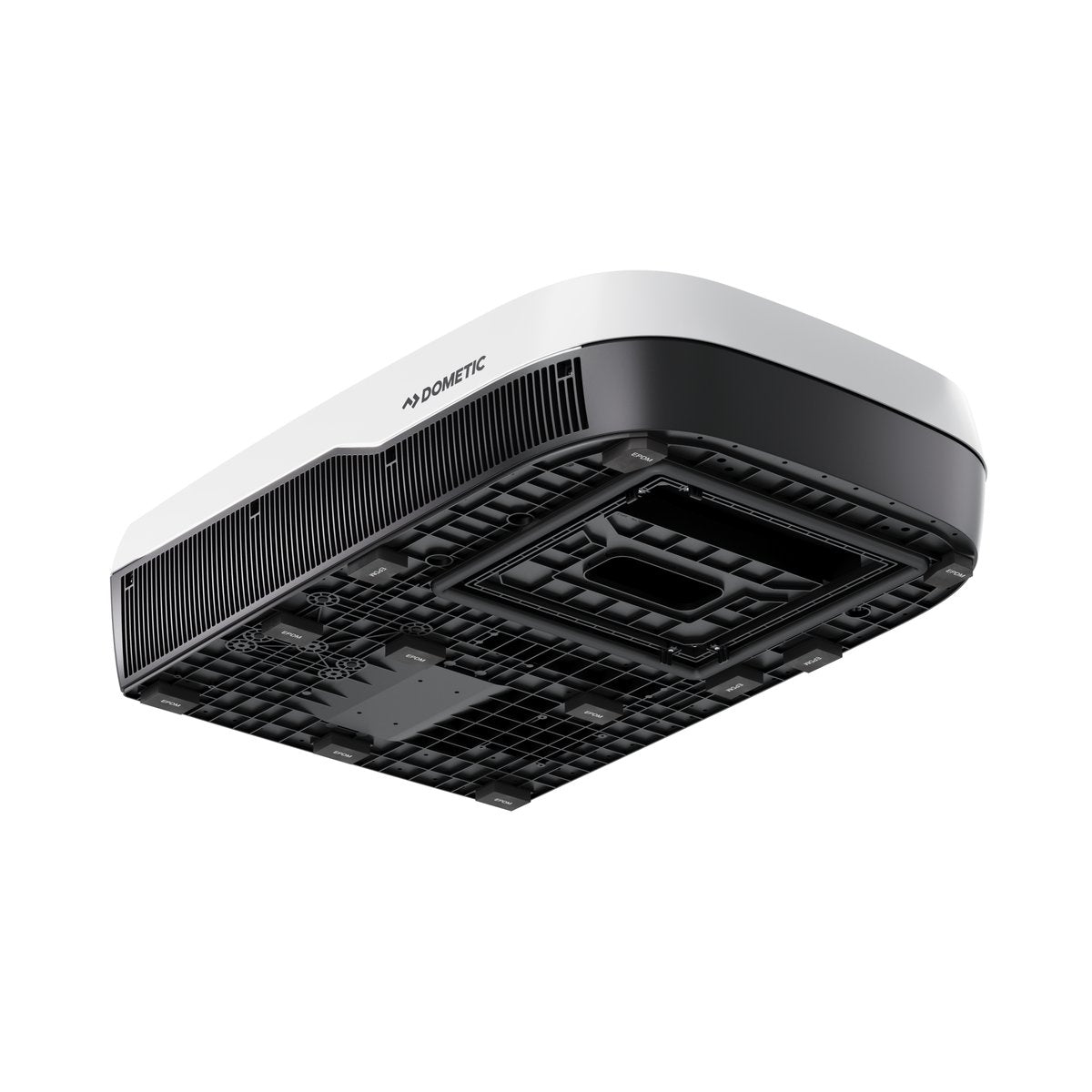 Underside of the Dometic FreshJet FJZ7 Plus showing the roof opening seal face and mounting frame