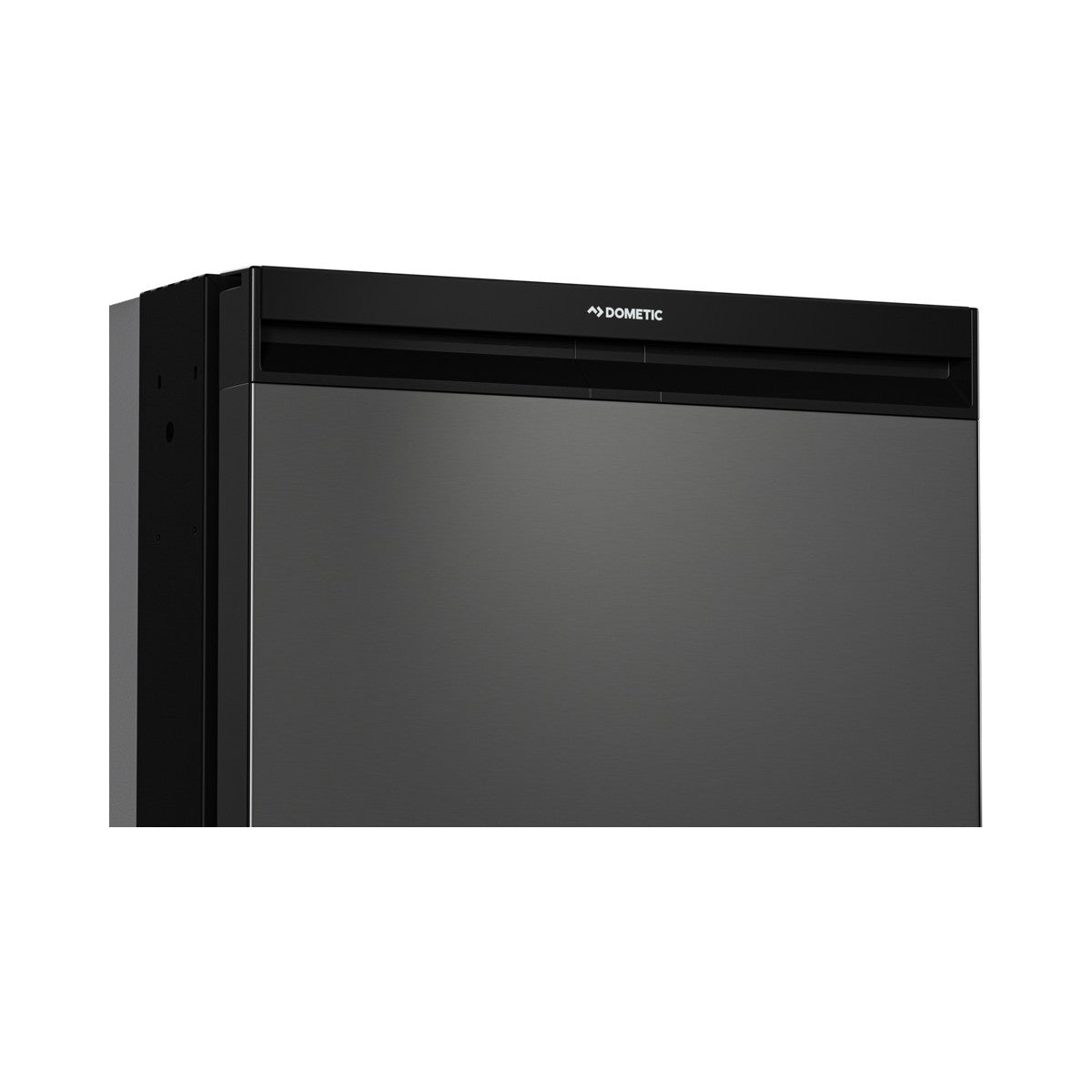 Close view of the full-width handle on a Dometic NRX frameless door