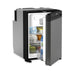 Door open on the Dometic NRX 50C showing stocked shelves, a door rack and two crispers