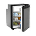 Door open on the Dometic NRX 80C showing stocked shelves, a door rack and two crispers