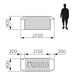 Dimension drawing of the Dometic Pico FTC 1x1 TC-I showing 2550mm length, 900mm width and 900mm height