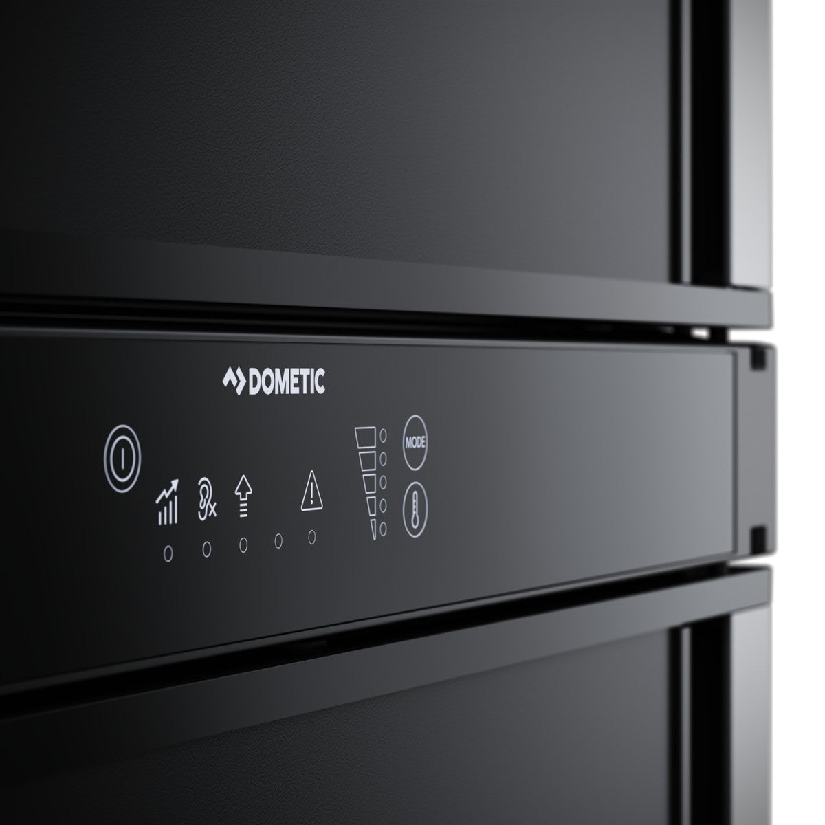 Soft-touch control panel with display on the Dometic RCD10.5XES door