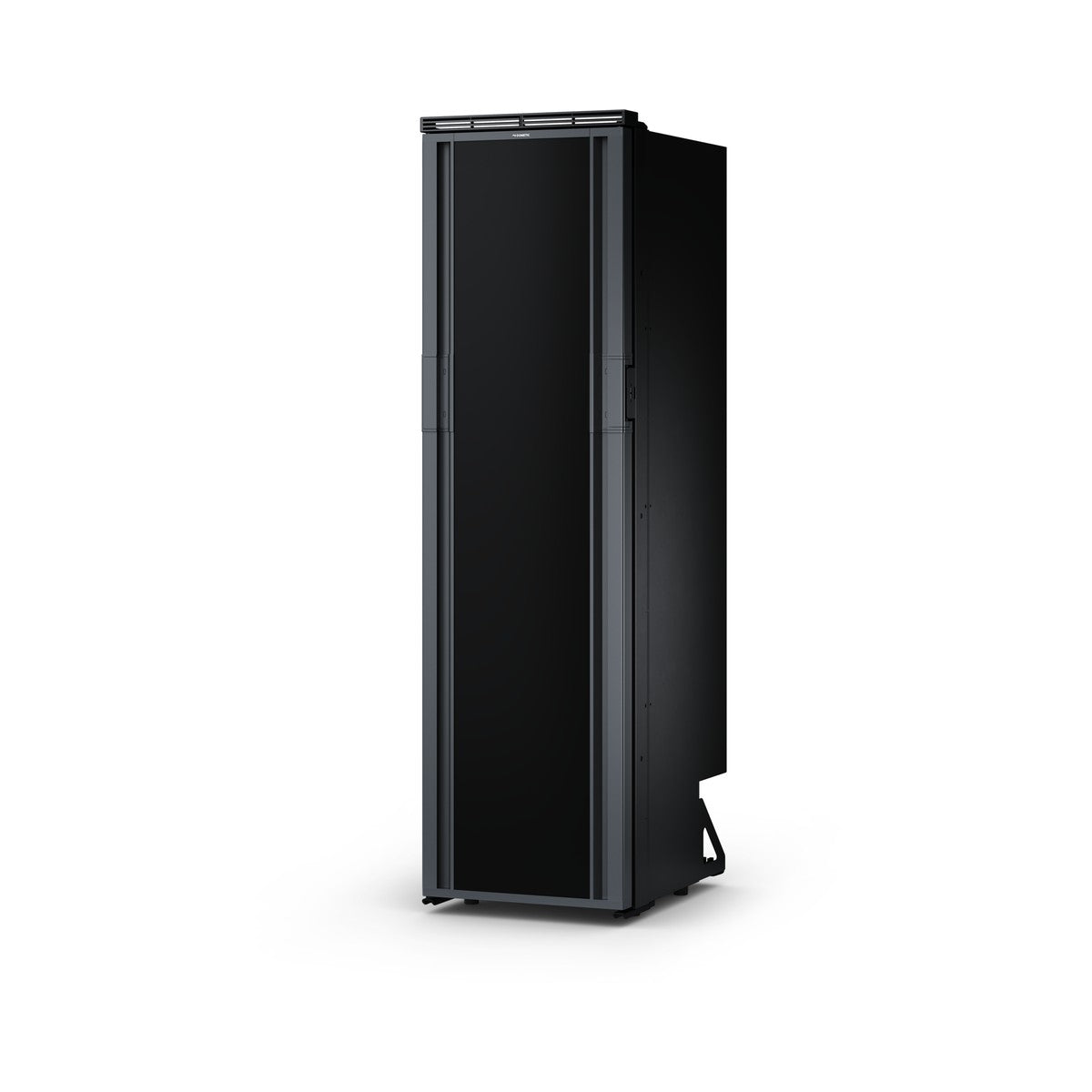 Closed Dometic RCT10.4G slim 153L caravan fridge with a left hand hinge and flush handle