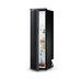 Dometic RCT10.4G slim caravan fridge with the left hand hinge door open and shelves stocked with food