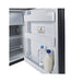 Open door of the Dometic RM 2350 with bottles and milk in the door storage